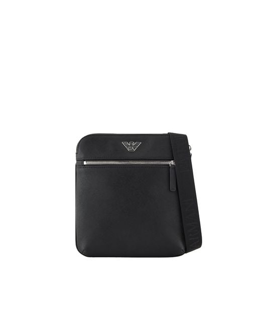 Emporio Armani Black Borsa A Tracolla Con Placca Logo Nera for men