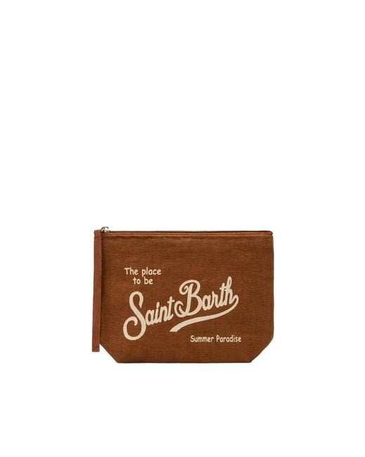 Mc2 Saint Barth Brown Pochette Aline Lino Marrone