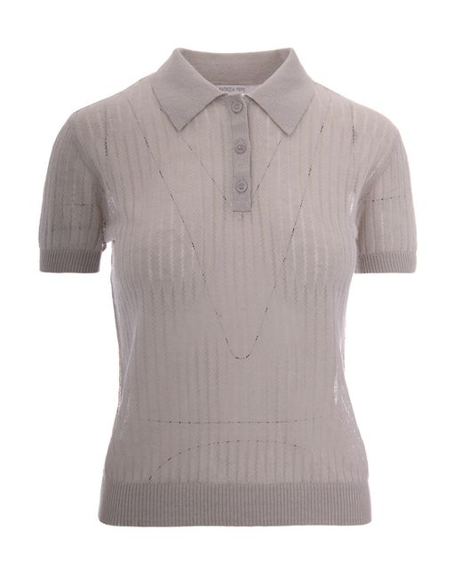 Patrizia Pepe Gray Polo Shirt Jacquard