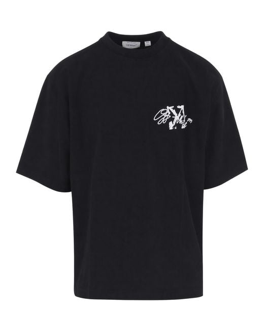 Off-White c/o Virgil Abloh Black Cotton Arrows Embroidered T-Shirt for men