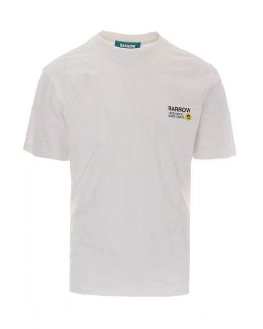 Barrow White T-Shirt Bad Vibes Good Times Coconut for men
