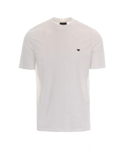 Emporio Armani White T-Shirt Lyocell Ricamo Off for men