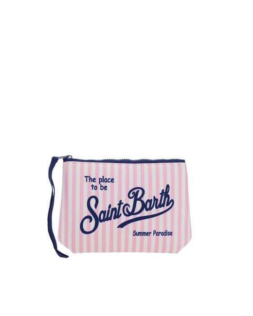 Mc2 Saint Barth White Pochette Aline Righe Rosa