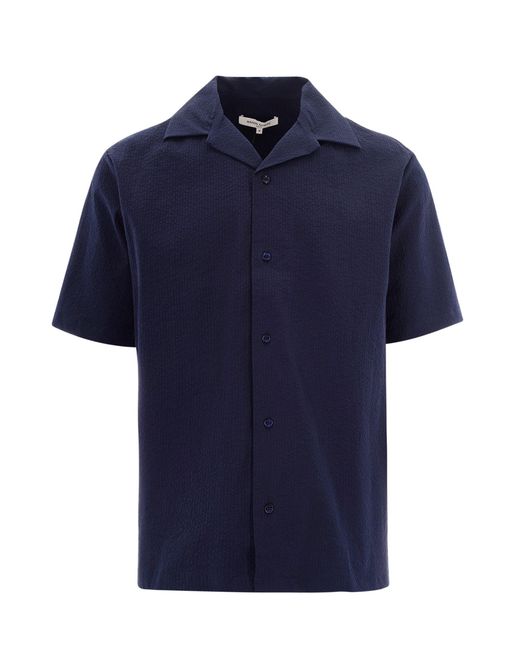 Maison Kitsuné Blue Shirt Seersucker for men