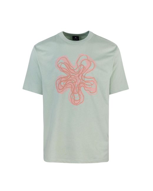 Paul Smith Green T-Shirt Verde Con Fiore for men