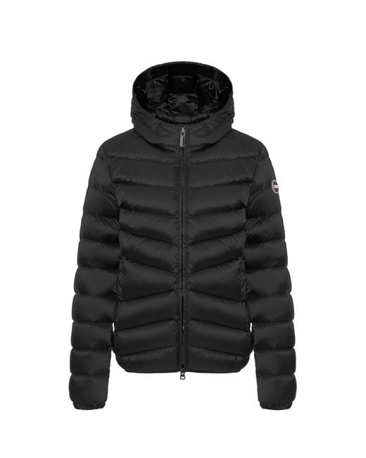 Colmar Black Piumino Trapuntato Con Cappuccio Nero