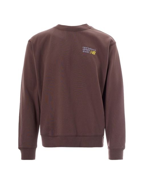 New Balance Purple Felpa Athletics Premium Logo Crew for men