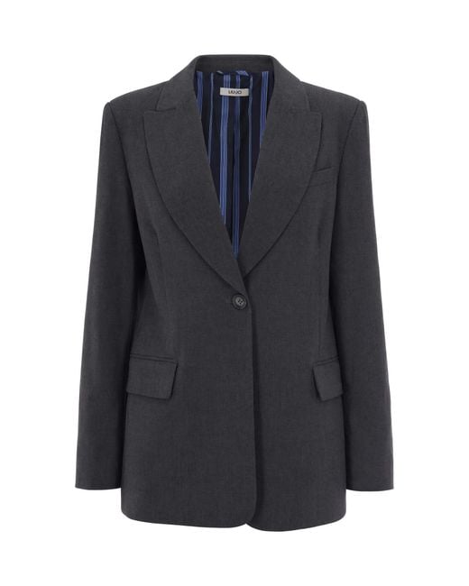 Liu Jo Blue Blazer Monopetto Dark Melange