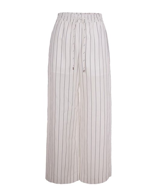 Liu Jo White Pinstriped Lyocell Trousers