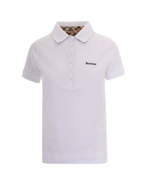 Barbour White Logo Shirt Collar Polo