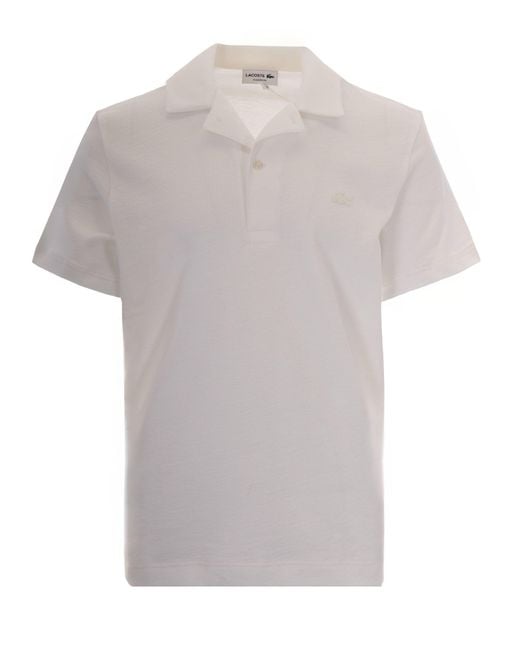 Lacoste White Polo Shirt Textured Cotton for men
