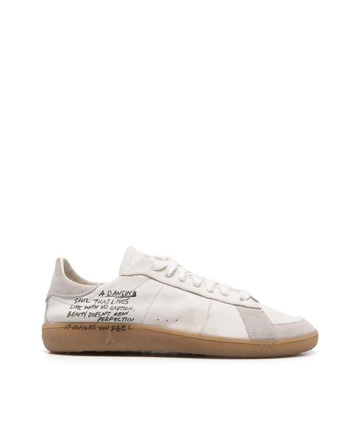 Patrizia Pepe White Sneaker Skin Con Lettering Bianco/Oro