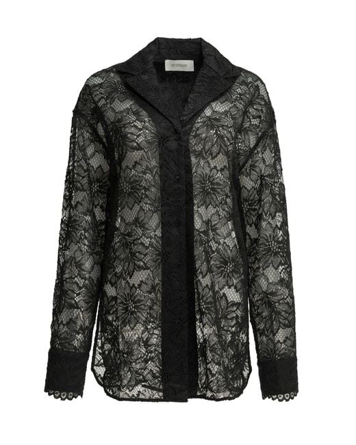 Sportmax Black Shirt Floral Lace