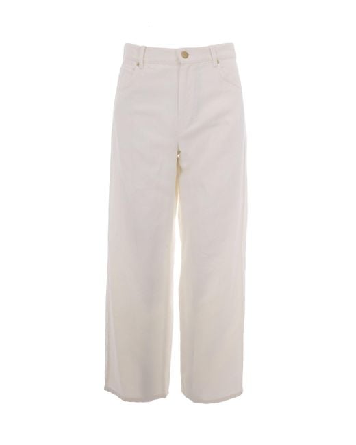 Max Mara White Trousers Cotton-Linen