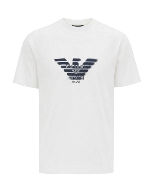 Emporio Armani White T-Shirt Logo Graffito Snow for men