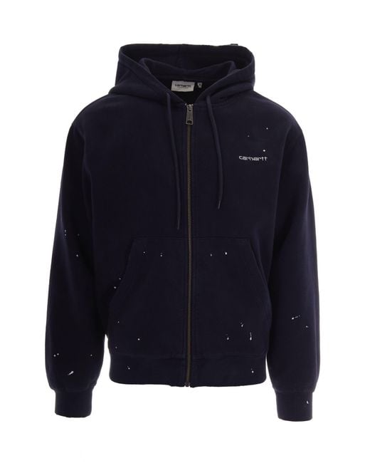 Carhartt Blue Dark Hooded Painter Cotton Hoodie for men