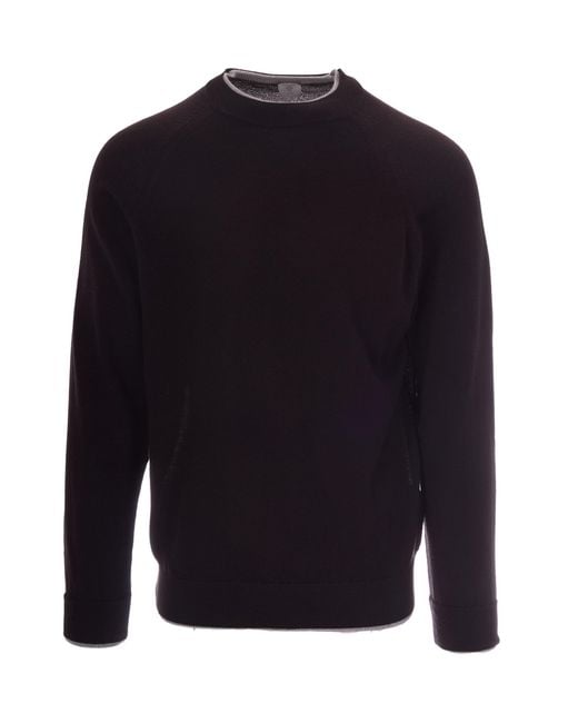 Eleventy Blue Maglia Girocollo Double Bordeaux for men