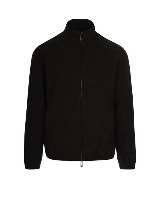 Emporio Armani Black Felpa Con Zip Nera for men