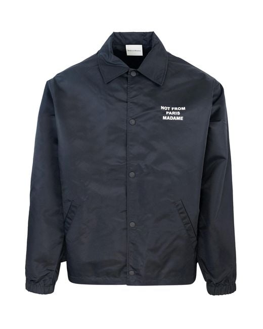 Drole de Monsieur Blue Giacca Slogan Nera for men