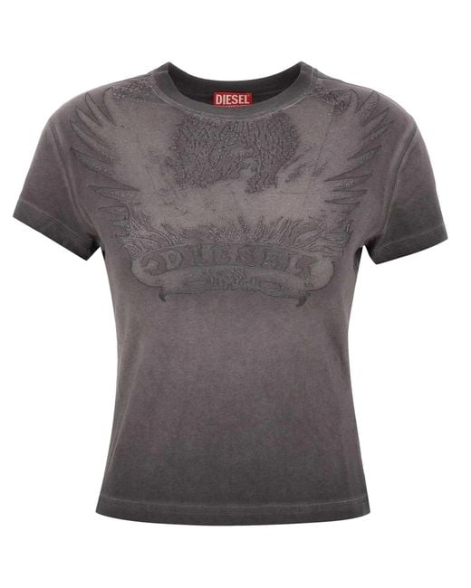 DIESEL Gray Graphic Crew Neck T-Shirt