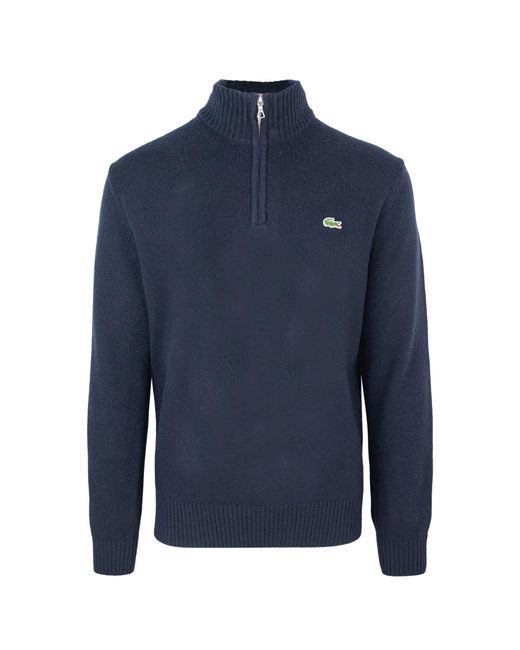 Lacoste Blue Zip-Up Turtleneck Sweater for men