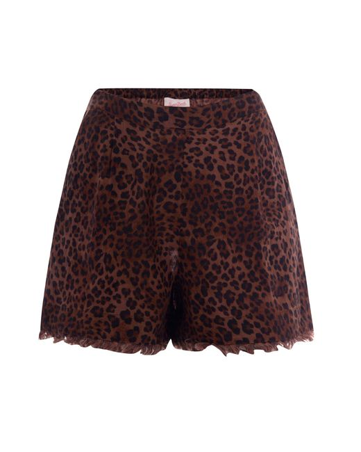 Mc2 Saint Barth Red Shorts Amani Linen Leopard