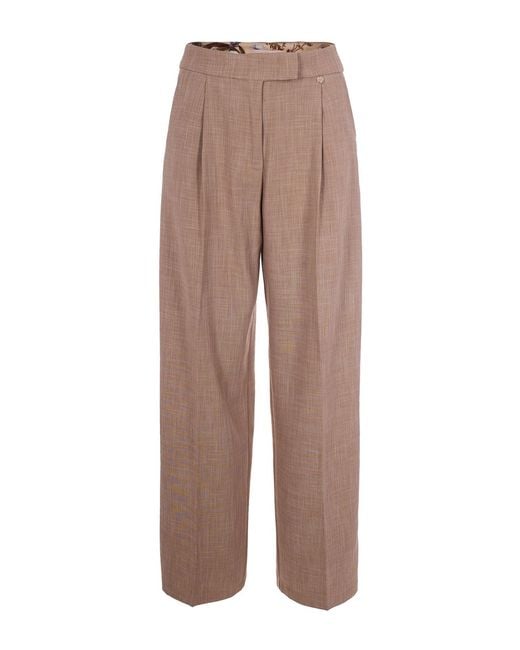 Liu Jo Brown Wide-Leg Biscuit Pants