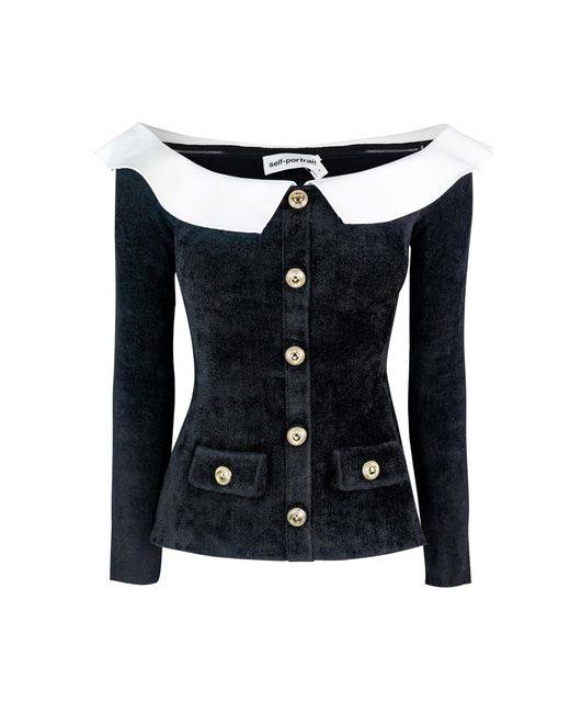Top Con Spalle Scoperte Bicolore di Self-Portrait in Black