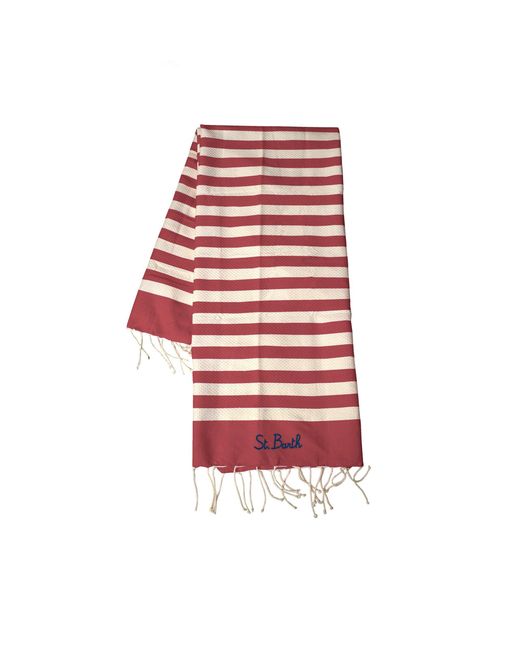 Mc2 Saint Barth Red Beach Towel Fouta Cotton Accessories