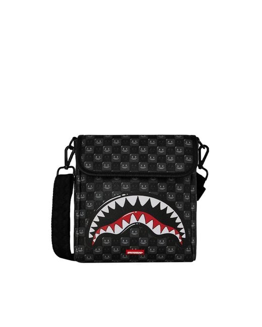 Sprayground Black Borsa A Tracolla Sharks for men