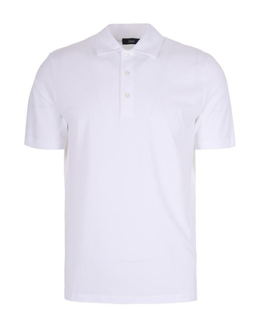 Herno White Short-Sleeve Jersey Polo With French Collar for men