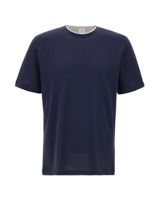 Eleventy Blue Short-Sleeve Crew Neck T-Shirt for men