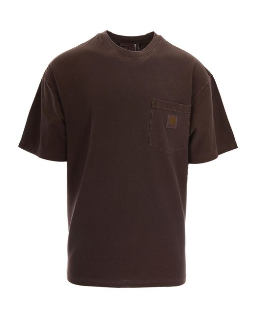 Carhartt Brown T-Shirt Loose Pocket Tobacco for men