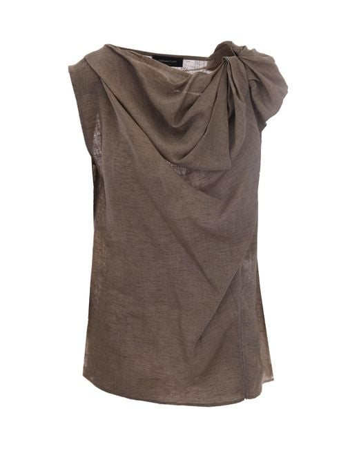 Fabiana Filippi Brown Solid Cowl Neck Top
