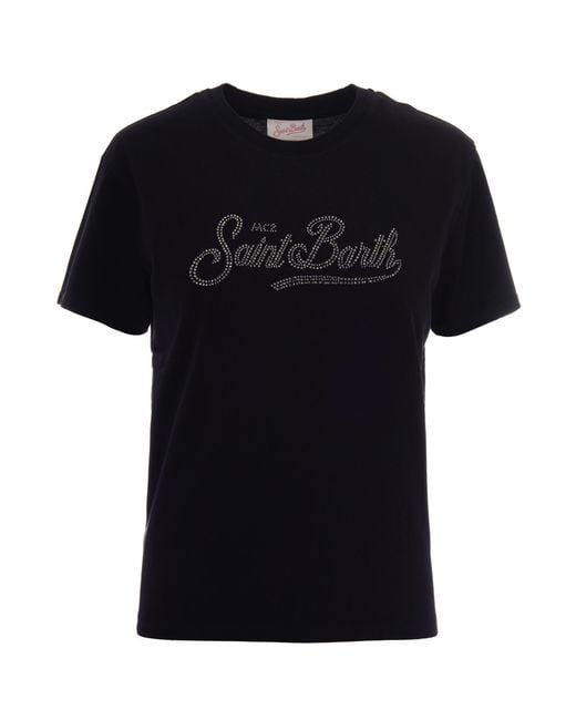 Mc2 Saint Barth Black Logo Crew Neck T-Shirt