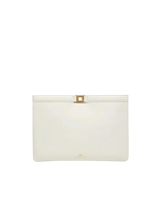 Elisabetta Franchi White Pochette Effetto Naplak Burro