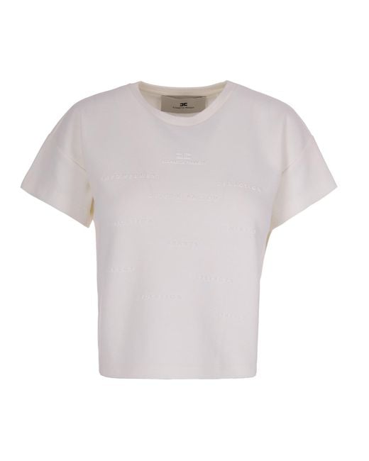 Elisabetta Franchi White T-Shirt With 3D Lettering