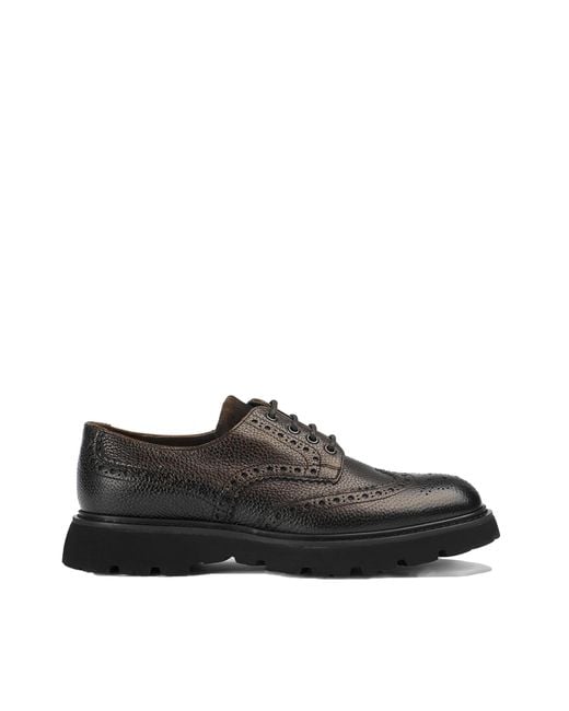 Doucal's Black Scarpa Stringata Coda Di Rondine for men