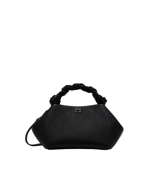 Ganni Black Borsa A Mano Bou Bag Small Grained