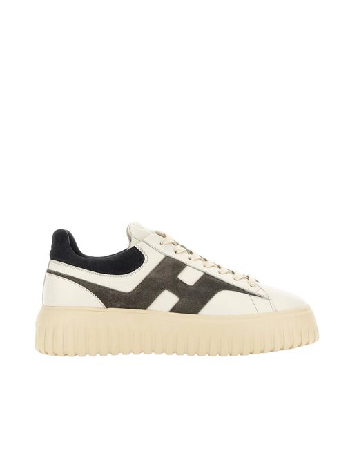 Hogan Natural Ivory H-Stripes Nappa Leather Sneakers for men