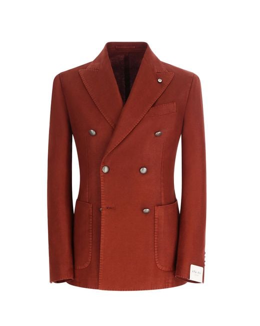 L.b.m. 1911 Red Giacca Tom Doppiopetto Washed Mattone for men