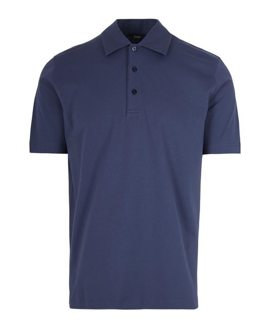 Herno Blue Polo Shirt Jersey Stretch for men