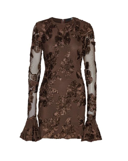 ROTATE BIRGER CHRISTENSEN Brown Miniabito Floreale Marrone