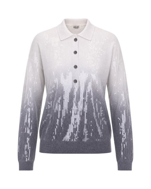 Liu Jo Blue Polo Con Paillettes Shaded