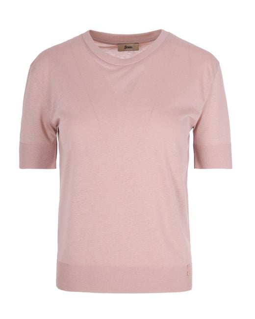 Herno Pink Cotton Blend T-Shirt