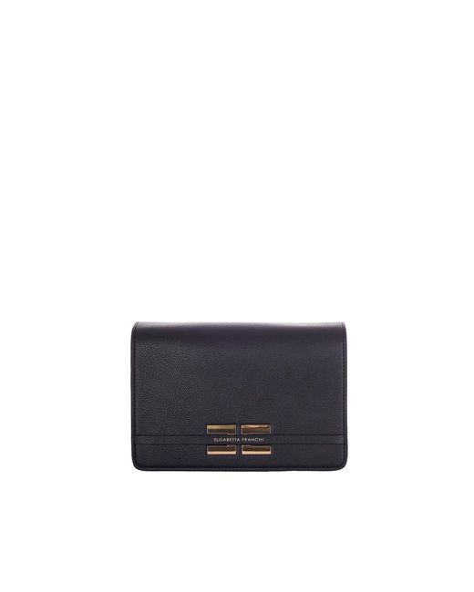 Elisabetta Franchi Blue Borsa Nera Con Dettagli Oro