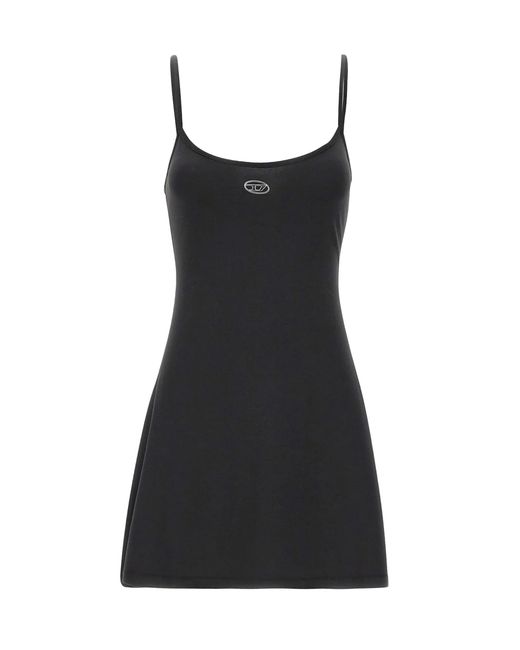DIESEL Black A-Line Dress With Spaghetti Straps