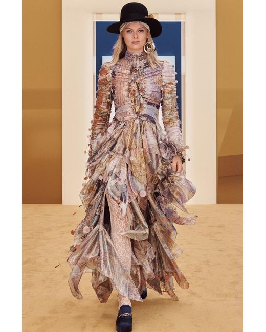 Zimmermann Cosmic Handkerchief Midi Dress in Brown | Lyst