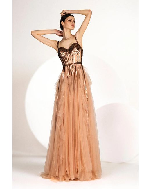 Gatti Nolli by Marwan Pink Sweetheart Tulle And Sequined Gown