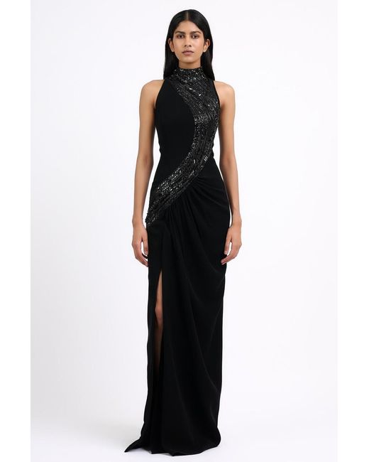 Gaurav Gupta Black Wave Embroidered Gown